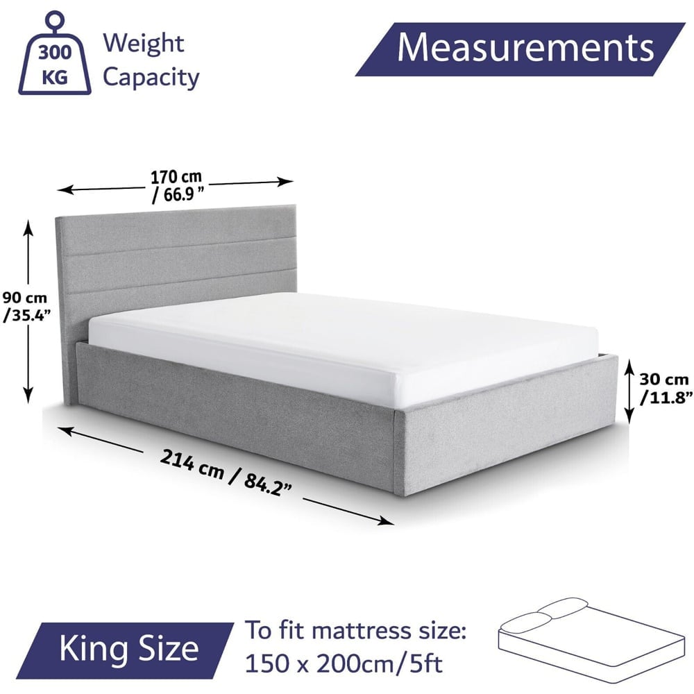 Home Treats King Size Grey Bed Frame Image 9