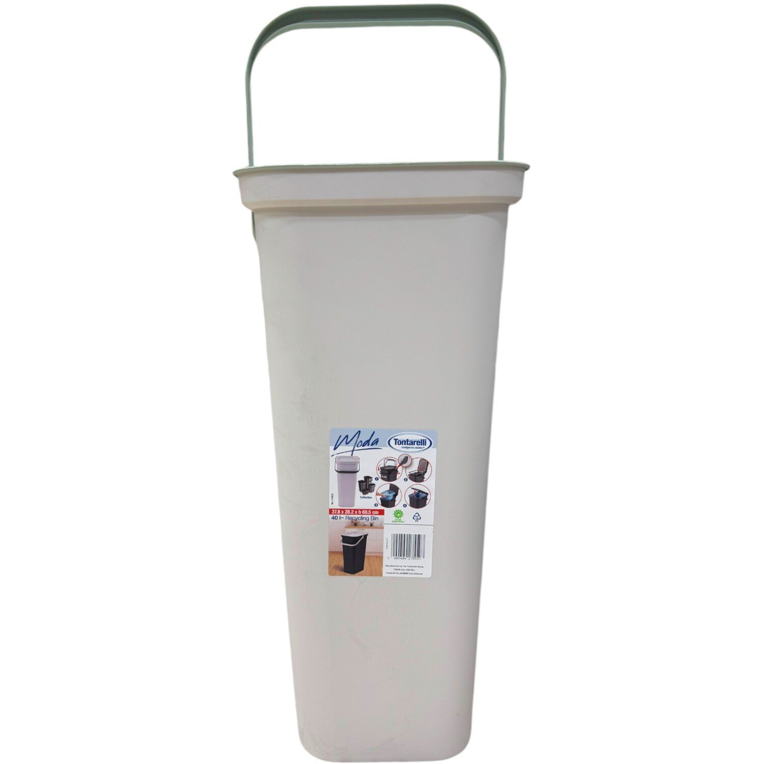 Moda Recycling Bin with Handle - Warm Grey and Sage Image