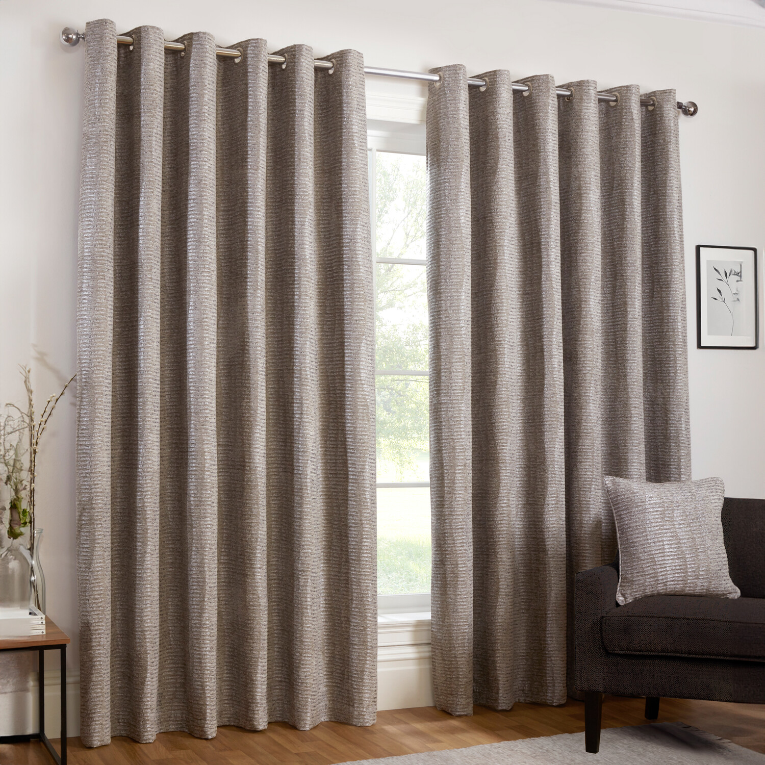 Kelston Eyelet CurtainSilver168cm183cm Image 2