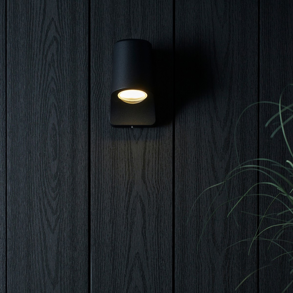 Merano Verona Matt Black Frosted Glass Modern Outdoor Wall Lamp Image 7