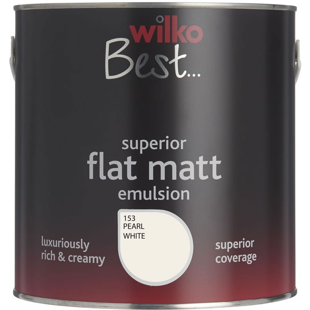 Wilko Best Pearl White Flat Matt Emulsion Paint 2.5L Image 1