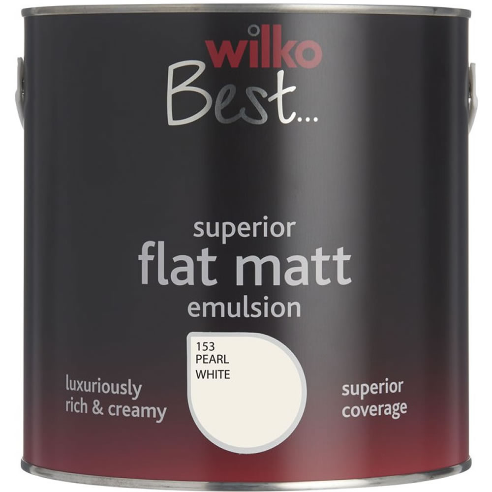 Wilko Best Pearl White Flat Matt Emulsion Paint 2.5L Wilko