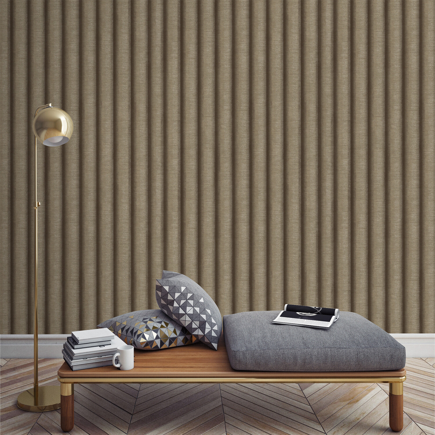Guilded Stripe Wallpaper - Bronze Image 2