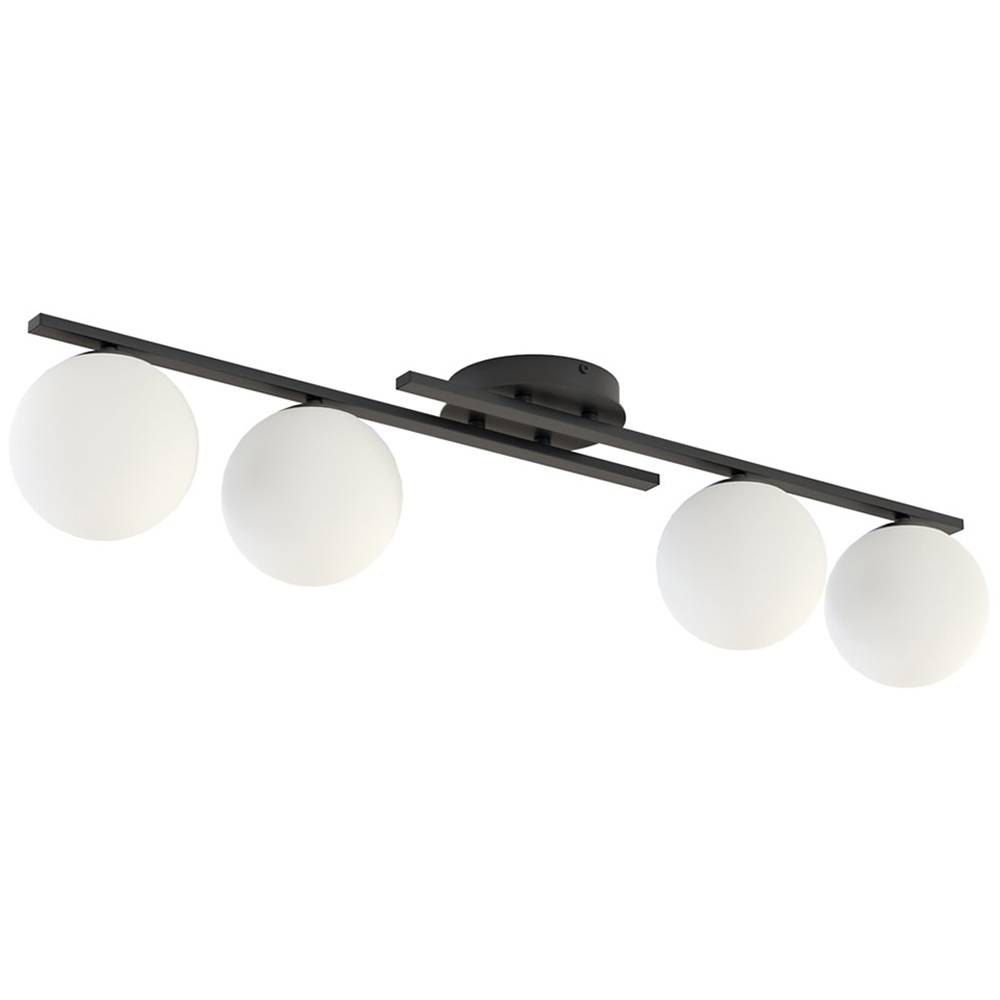 Emibig Kairo 4 Light White Shade Black Ceiling Lamp Image 1