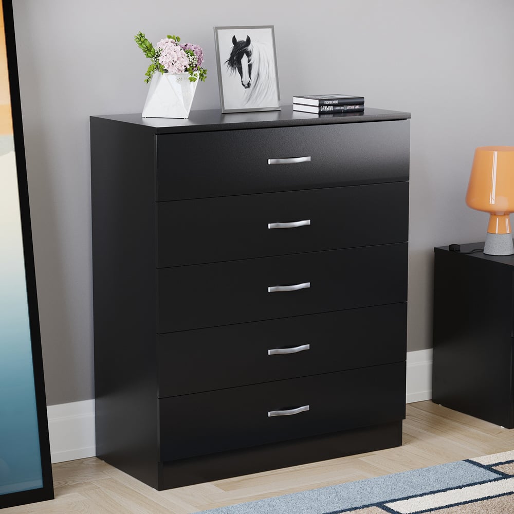 Vida Designs Riano 5 Drawer Black Chest of Drawers Image 8