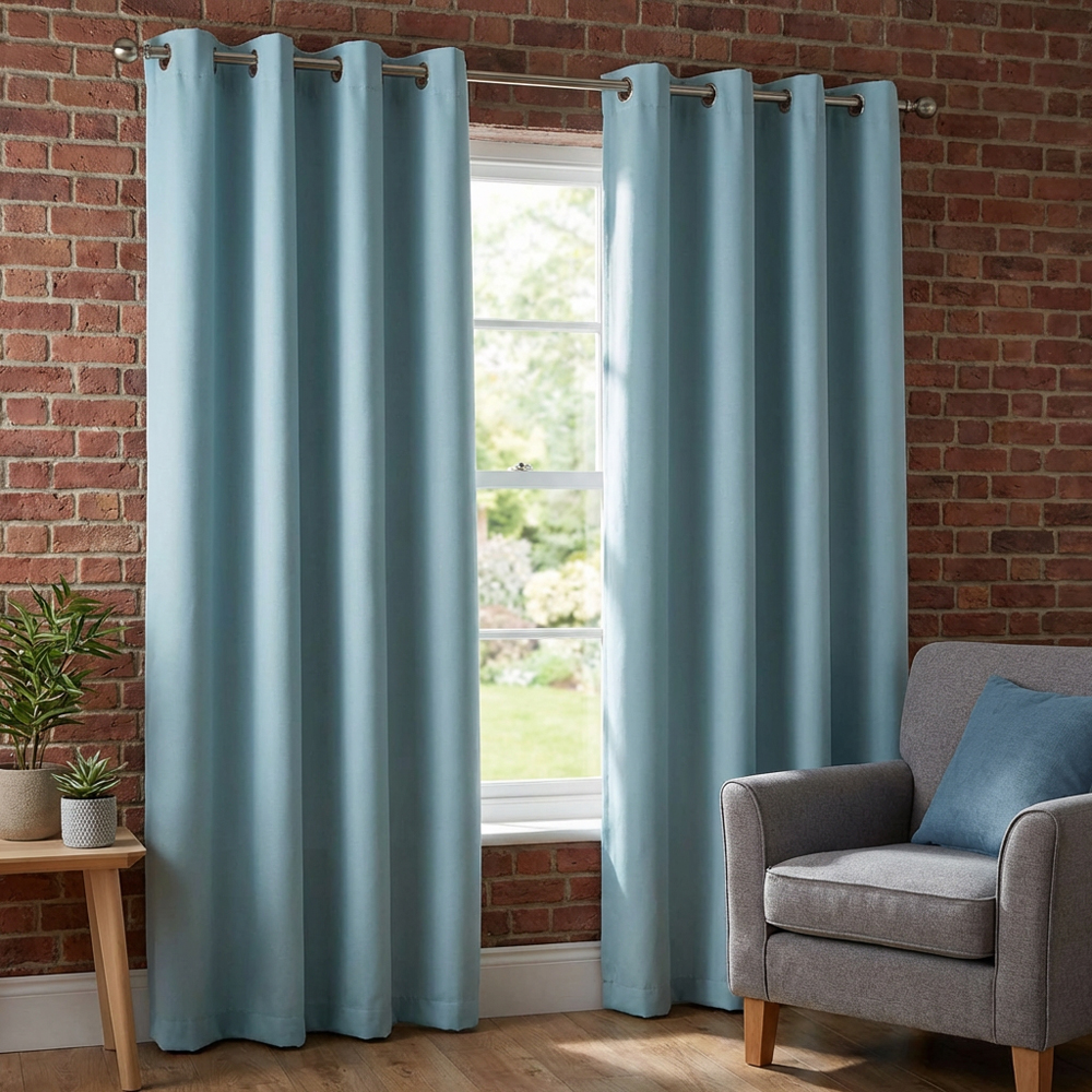 Taylor Blackout Eyelet Curtains - Duck Egg / 137cm / 168cm Image 2