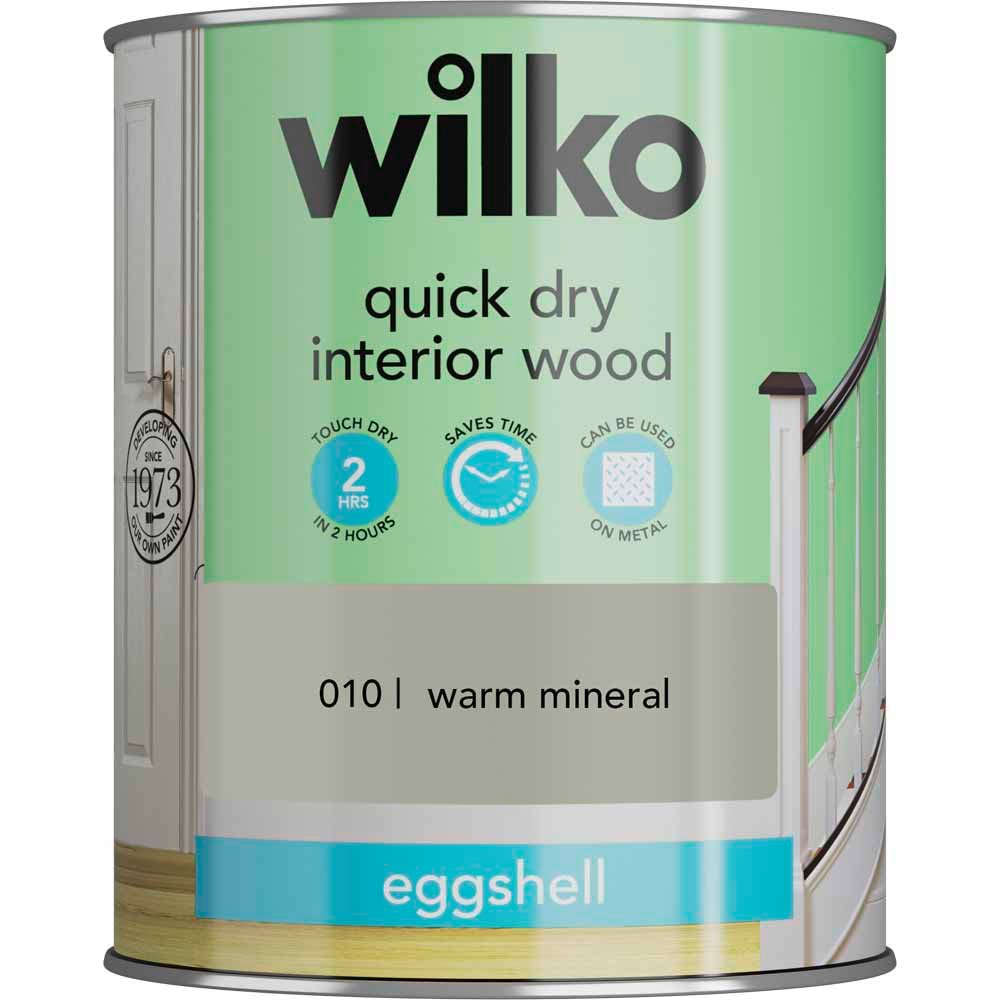 Wilko Quick Dry Interior Wood Warm Mineral Eggshell Paint 750ml Wilko