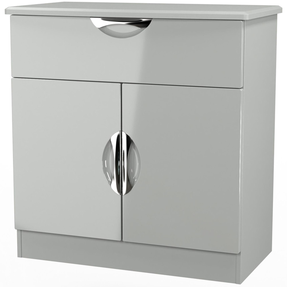 Crowndale Camden Single Drawer 2 Door Grey Gloss and Dusk Grey Sideboard Ready Assembled Image 4
