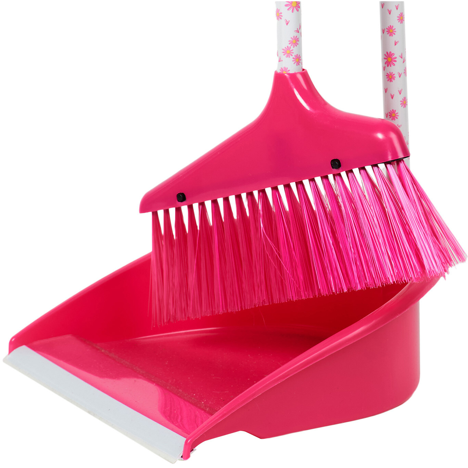 Daisy Pink Broom with Long Handle and Dustpan Image 4