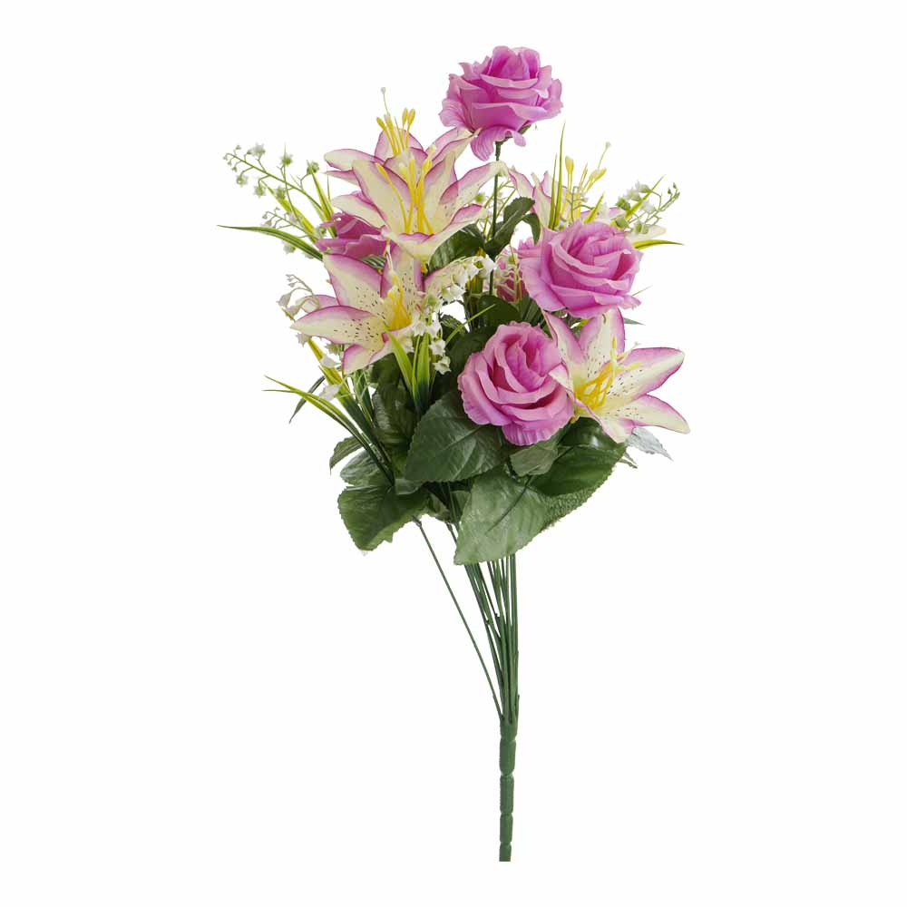Wilko Extra Large Bunch Rose and Alstroemeria Pink Mix Wilko