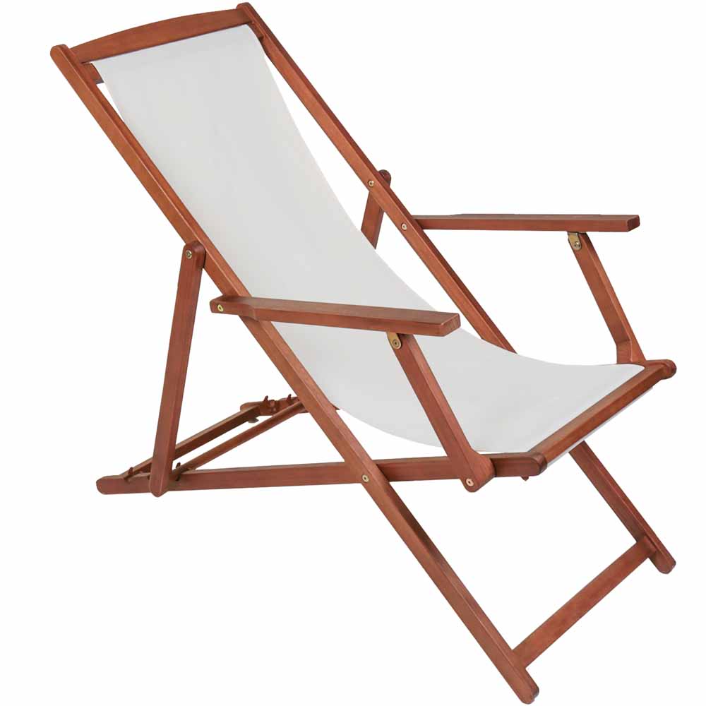 Charles Bentley Cream FSC Eucalyptus Wooden Deck Chair Image 3