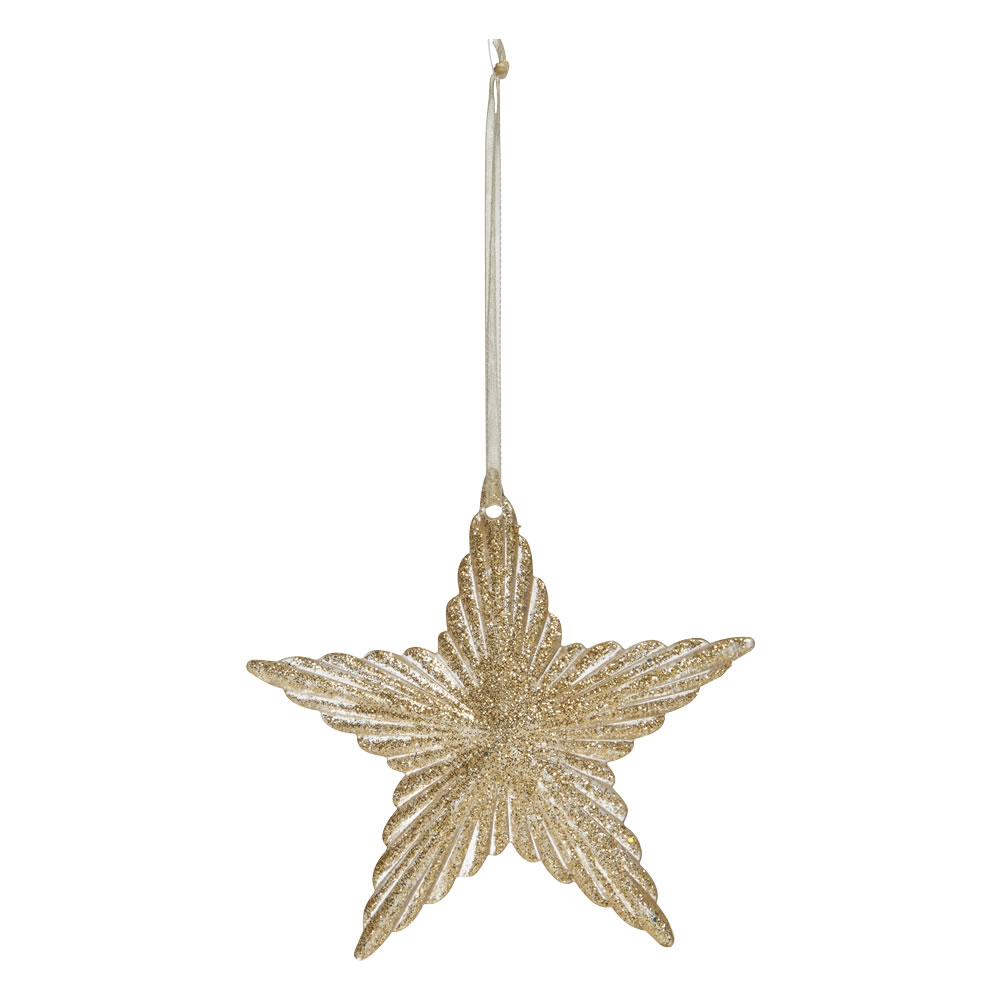 Wilko Luxe Sparkle Gold Star Christmas Tree Decoration Image 1
