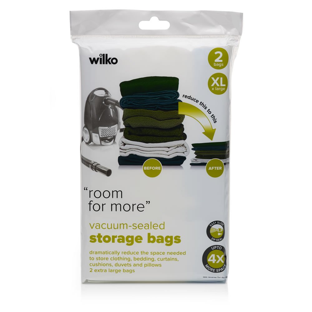 Wilko Extra Large Vacuum Sealed Storage Bags 2 pack Image 1