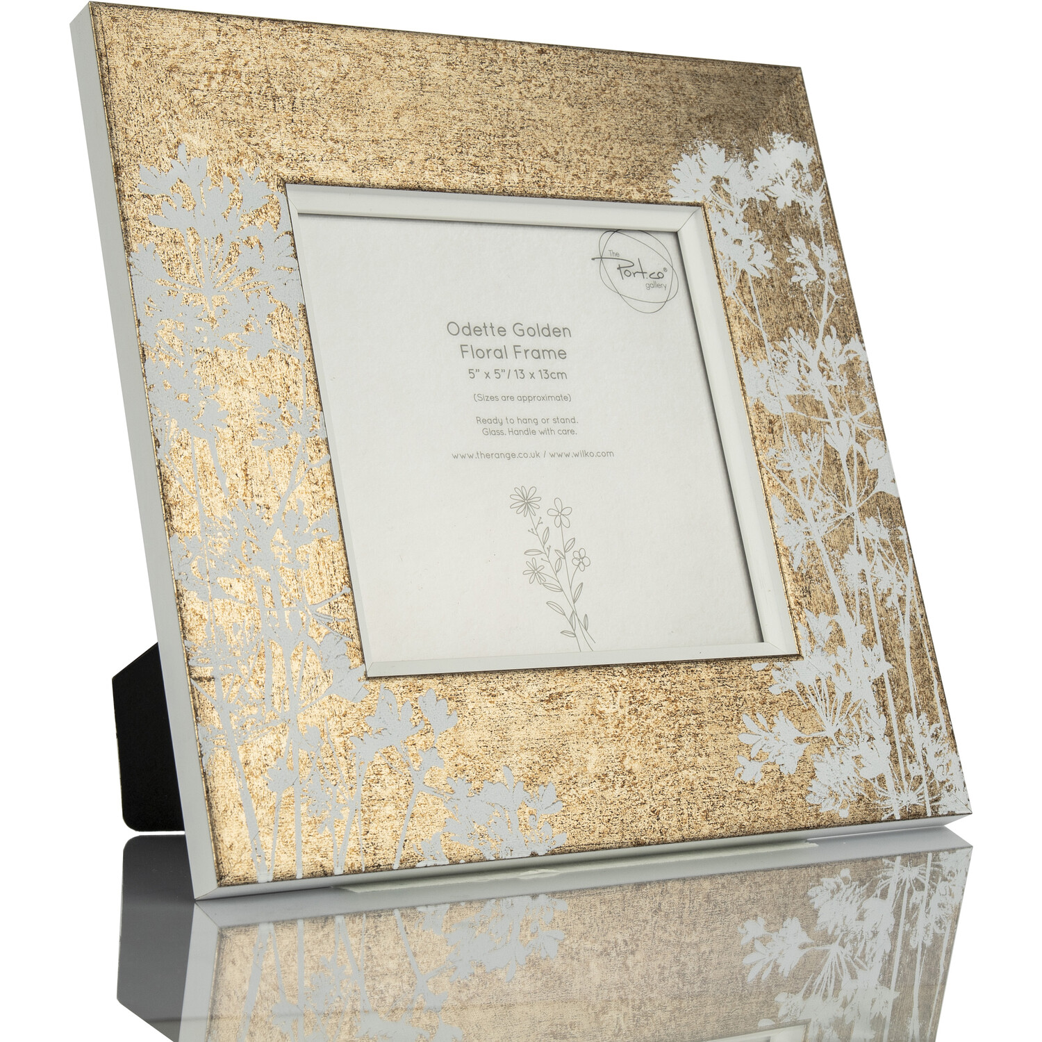 Odette Golden Floral Photo Frame Gold 5 x 5in Image 1