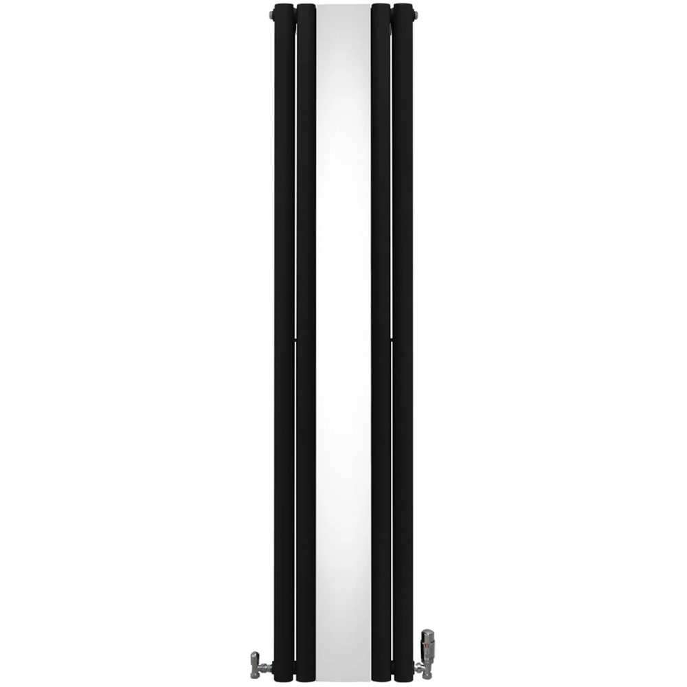 Monster Shop 3340 BTU Black Oval Mirror Radiator and Valves 1800 x 380mm Image 1