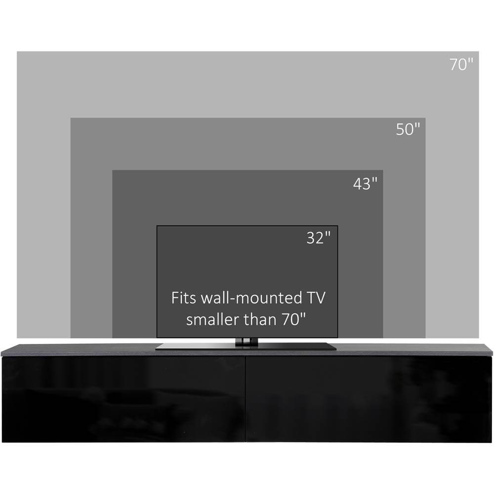 Portland Single Door Black High Gloss Floating Wall TV Unit Image 5