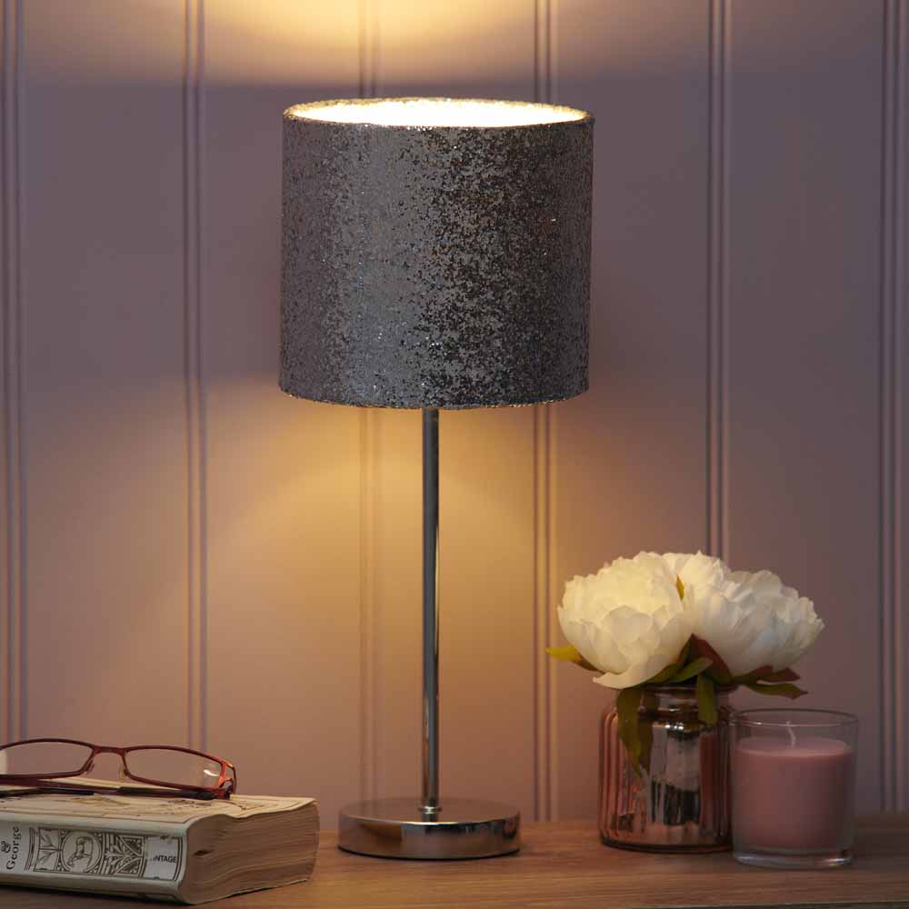 Wilko Milan Silver Glitter Table Lamp Image 7