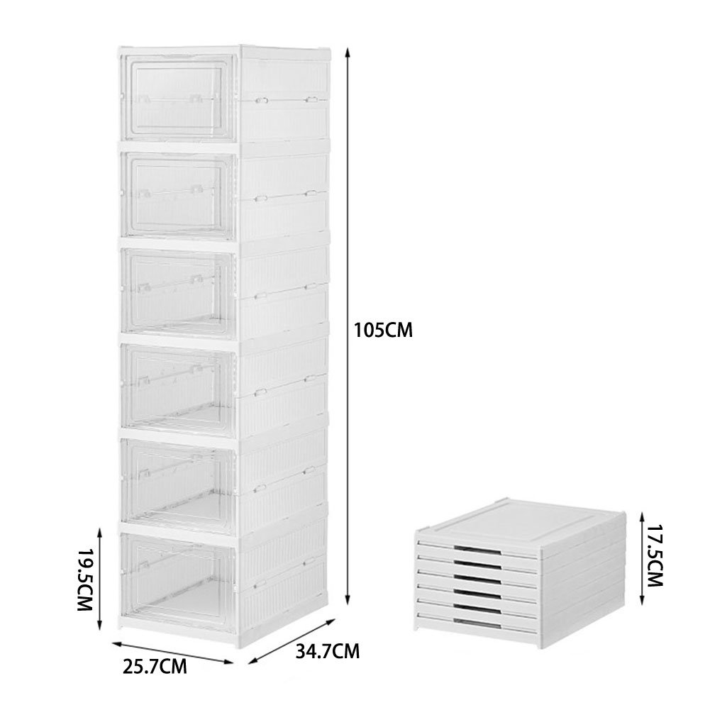 Living and Home 6-Tier Foldable Shoe Storage Box Unit Image 3