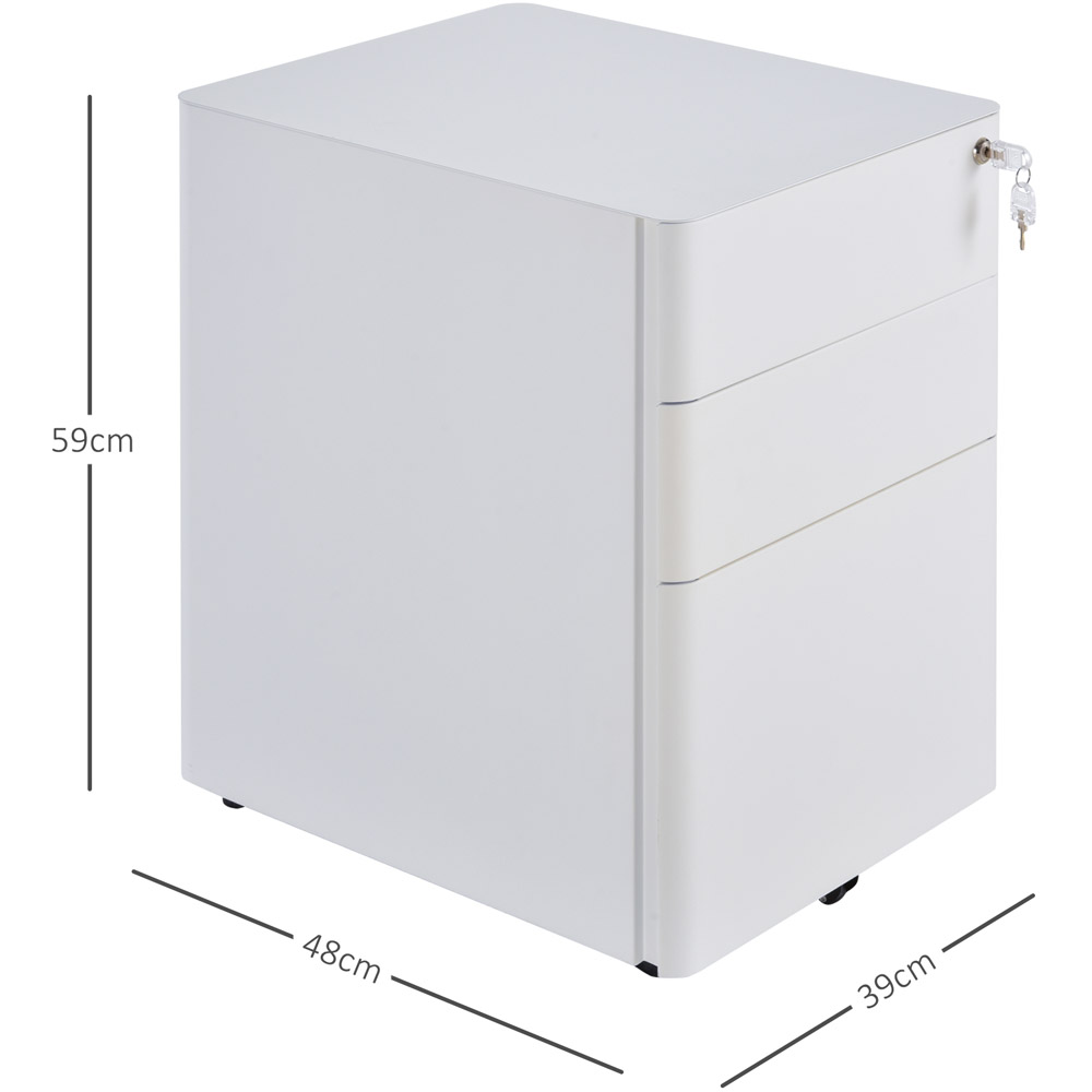 Vinsetto White 3 Drawer Filing Cabinet Image 6