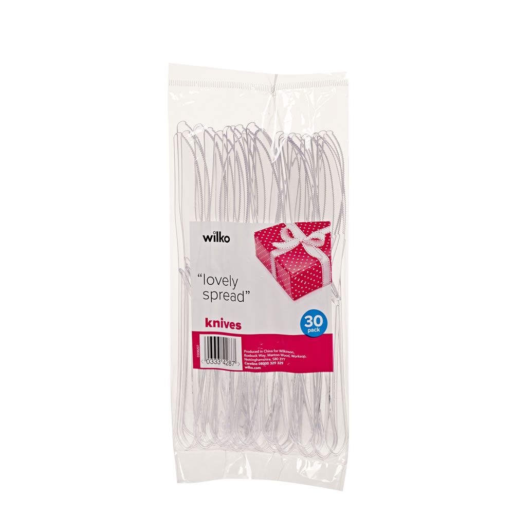 Wilko Disposable Knives Clear 30 pack Wilko