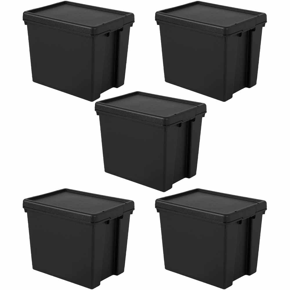 24 LITRE HEAVY DUTY PLASTIC STORAGE BOX BLACK RECYCLED PLASTIC SUPER STONG 
