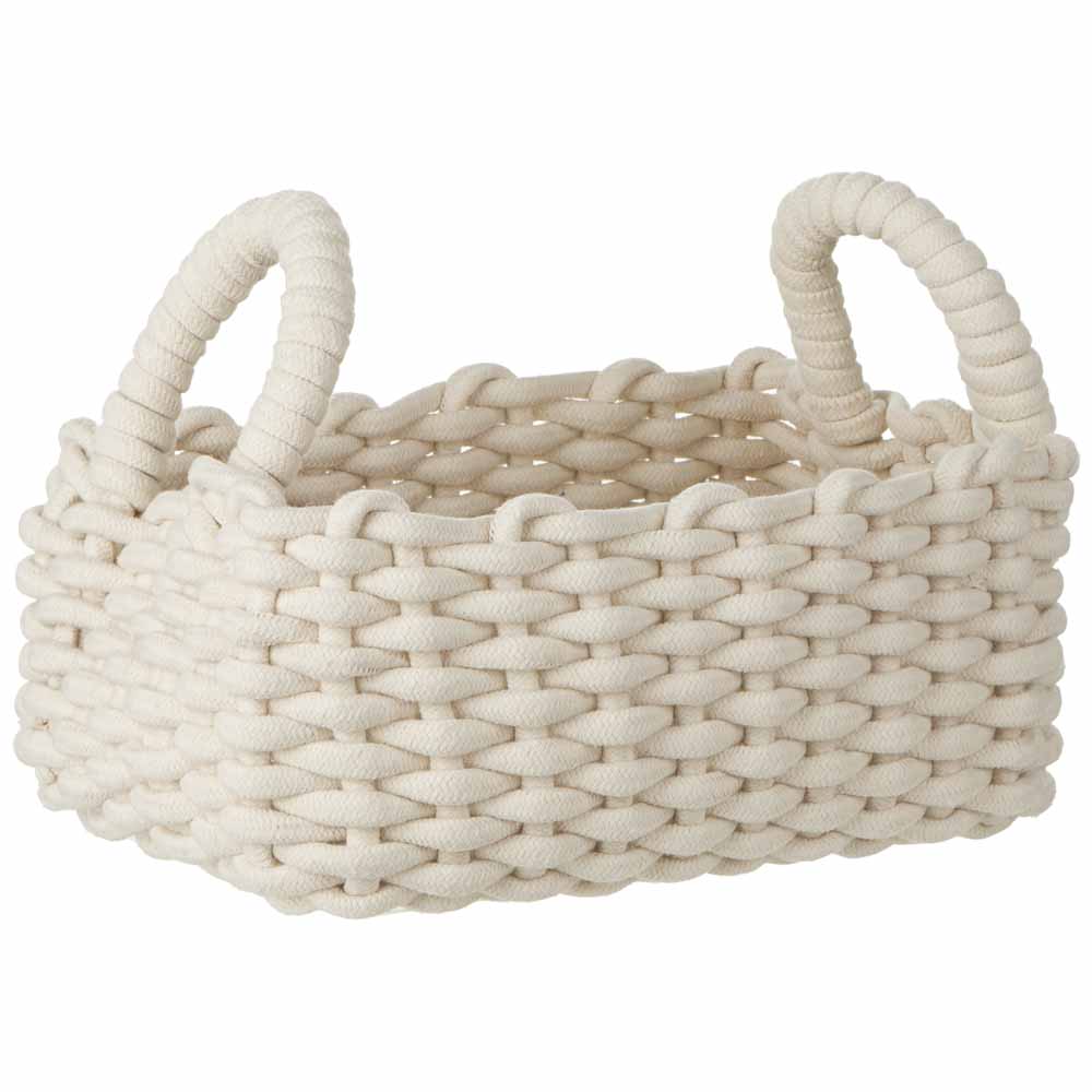 Wilko Rope Basket Medium Rectangular Cream Image 1