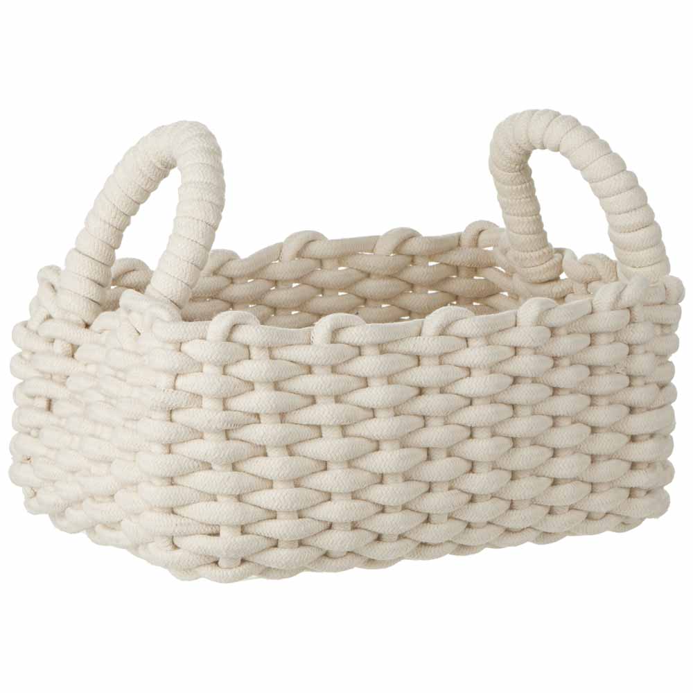 Wilko Rope Basket Medium Rectangular Cream Wilko