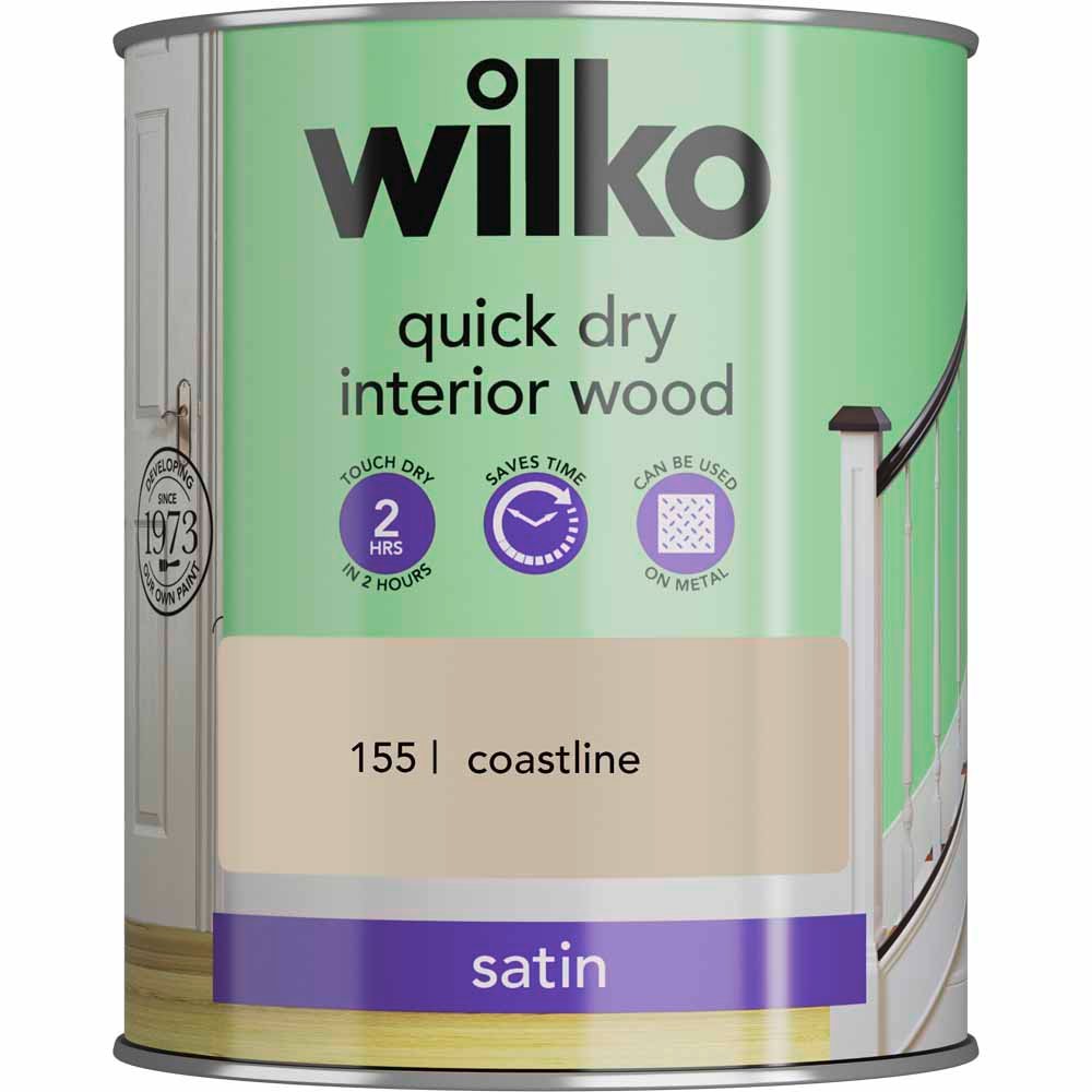 Wilko Quick Dry Interior Wood Coastline Satin Paint 750ml Image 2