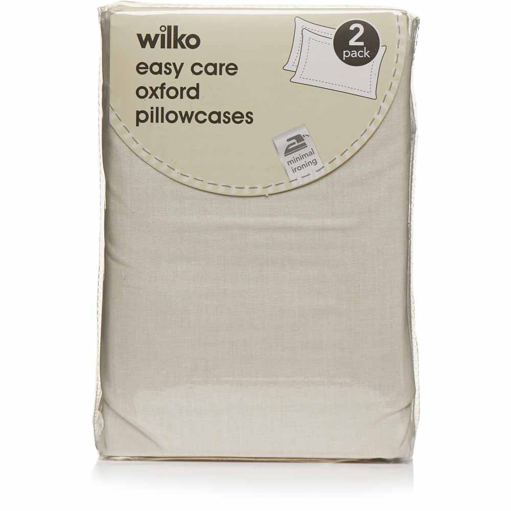 Wilko Cream Easy Care Oxford Pillowcase 2 pack Image 3