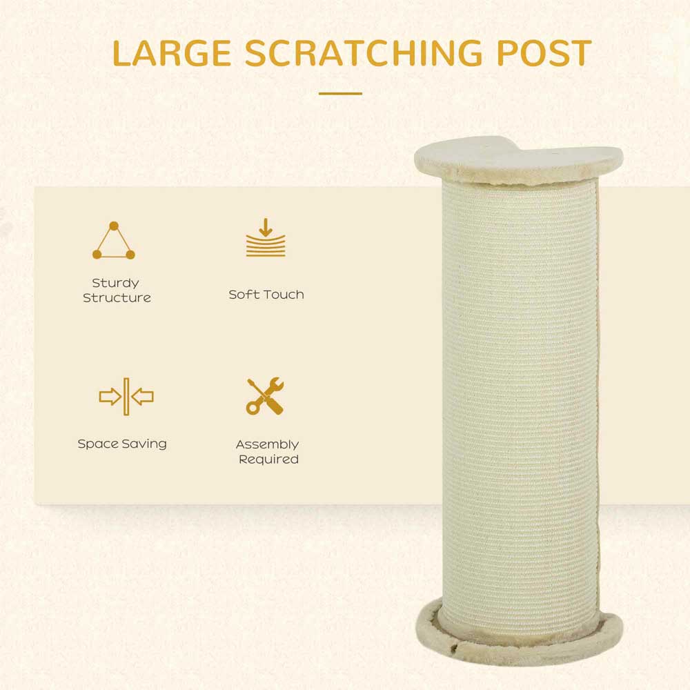 PawHut 85cm Tall Cat Scratching Post for Indoor Corner Use - Beige Image 3