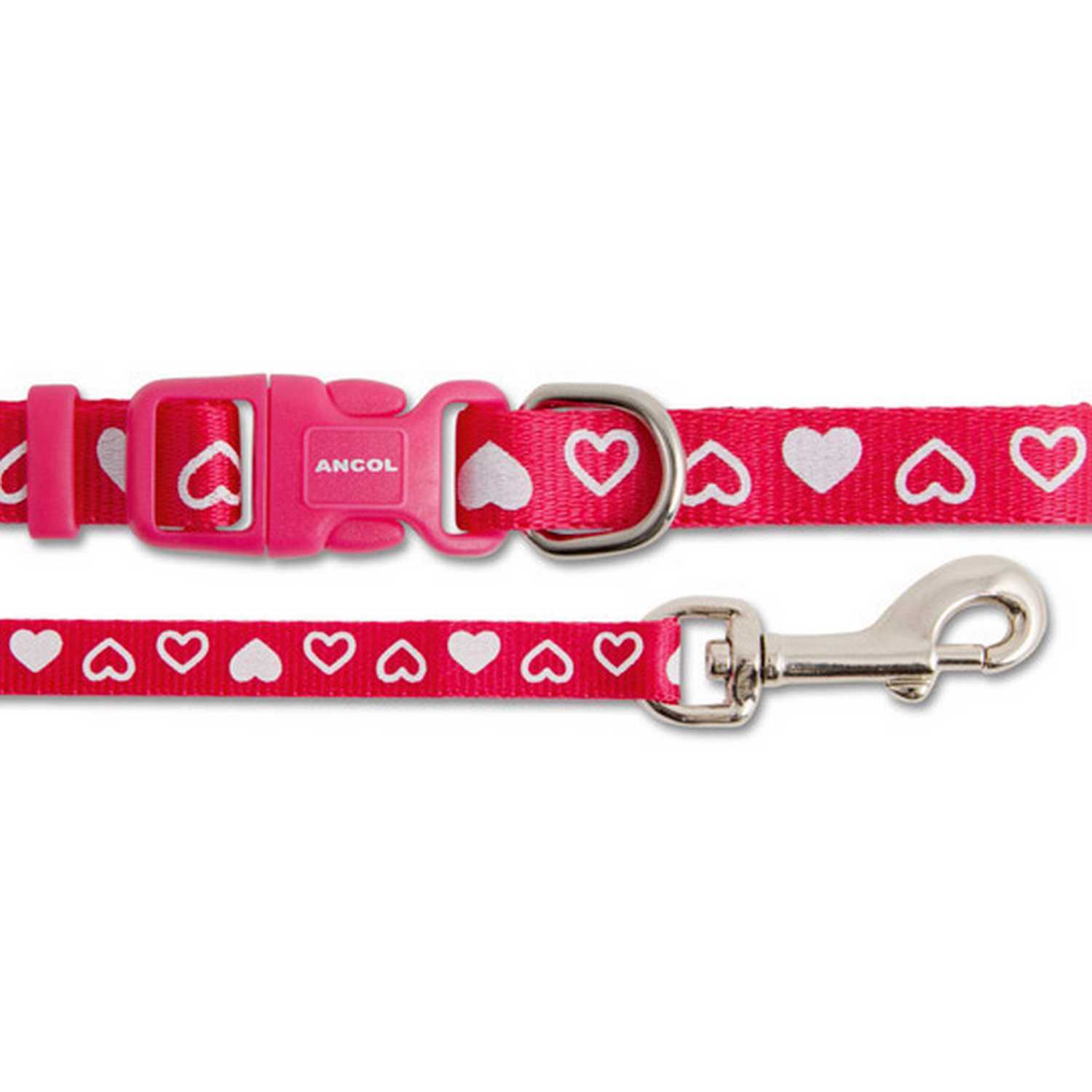Ancol Small Bite Heart Collar and Lead Set - Raspberry Image