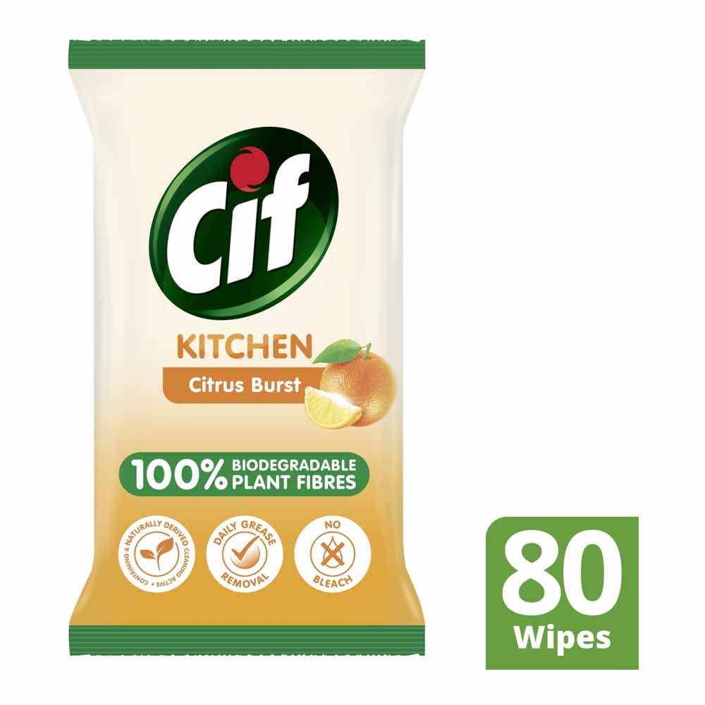 Cif Bio Kitchen Citrus Burst Wipes 80 Sheets   Image 1
