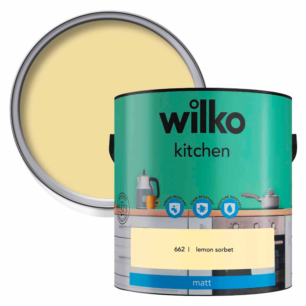 Wilko Kitchen Lemon Sorbet and Pure Brilliant White Paint Bundle Image 2