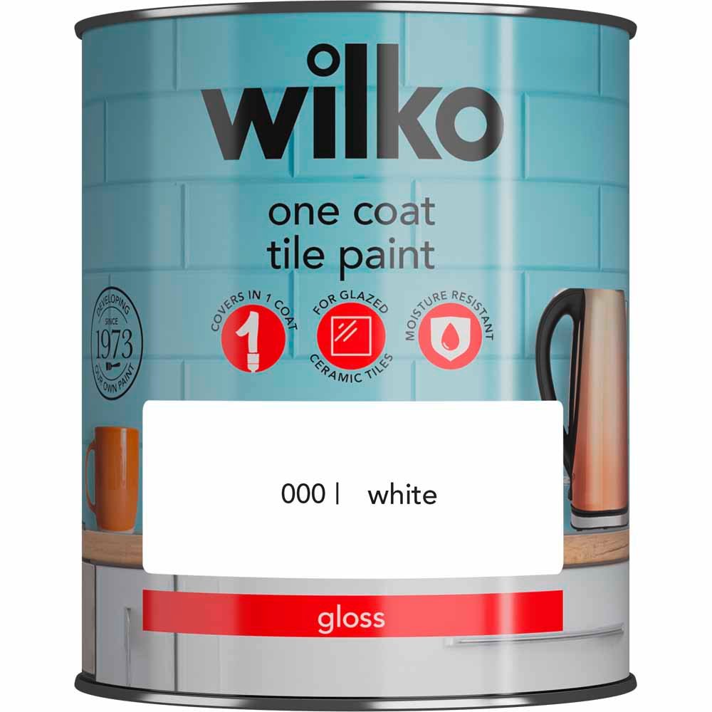 Wilko One Coat White Tile Gloss Paint 750ml Image 2