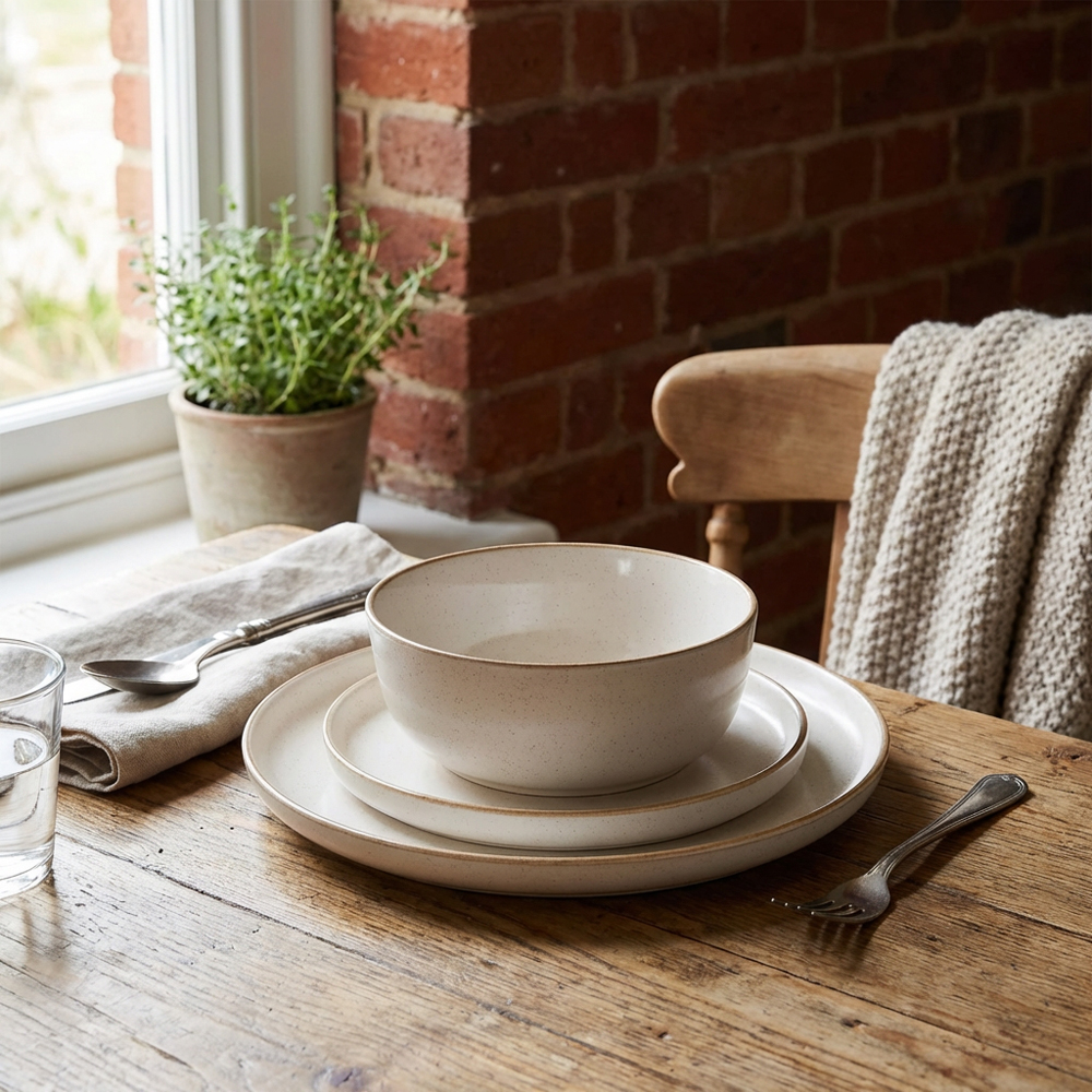 12 Piece Sesame Speckle Stoneware Dinner Set - Oatmeal Image 5
