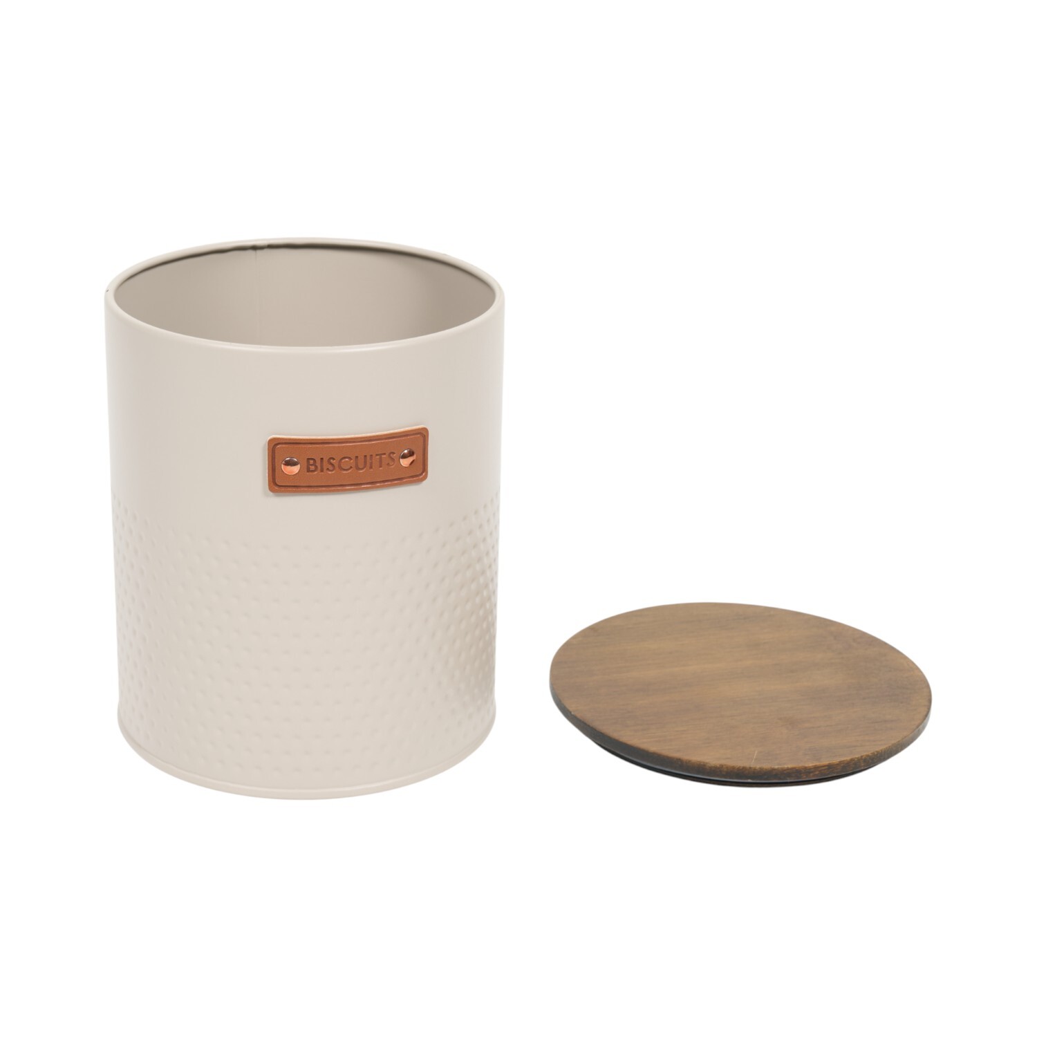 Round Embossed Biscuit Canister Greige Image 4