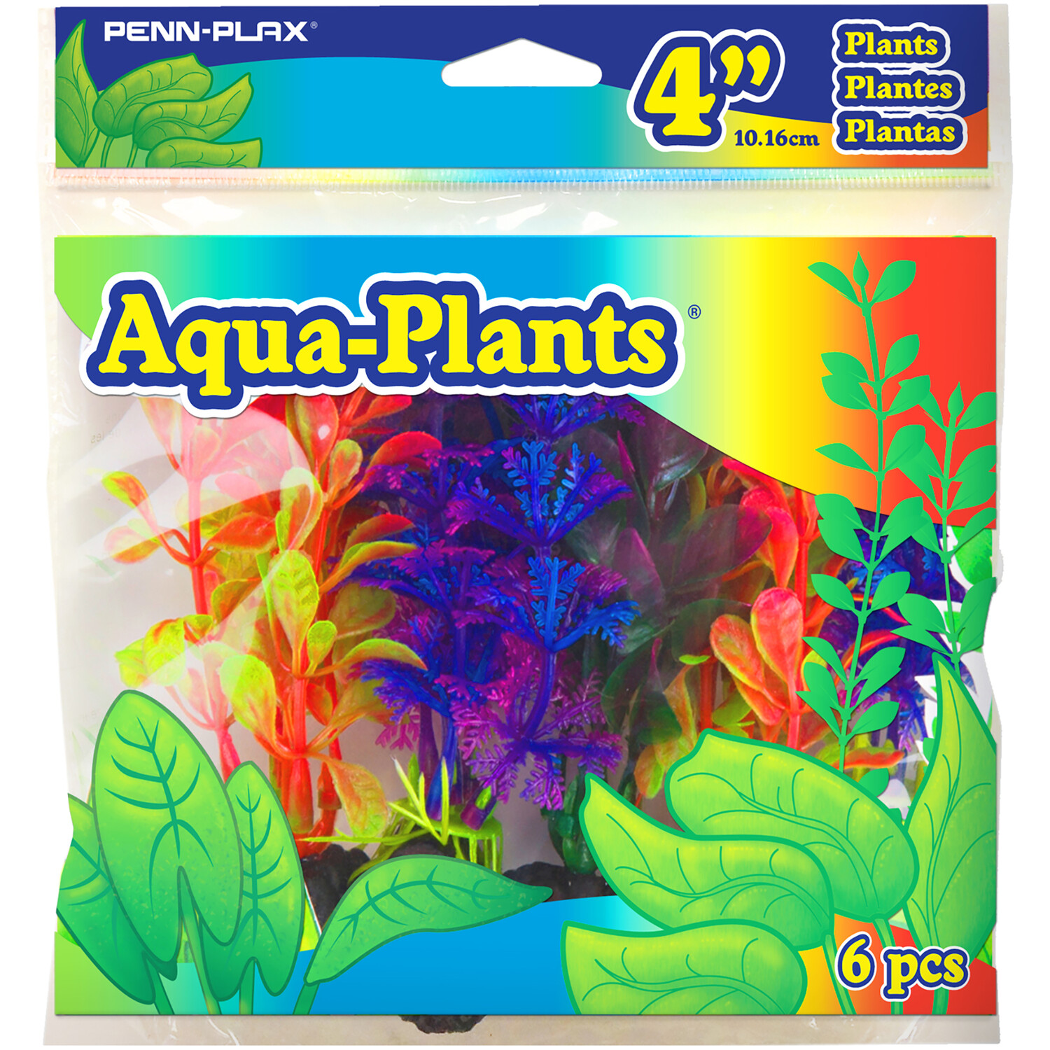 Pack of 6 4" Plastic Plants - Multicolour Image 1