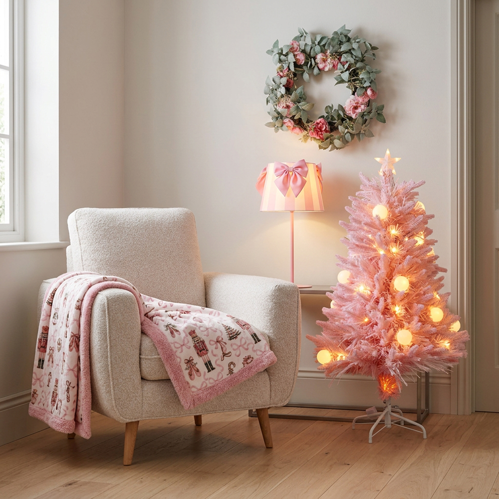 5ft Fibre Optic Christmas Tree Pink Image 2