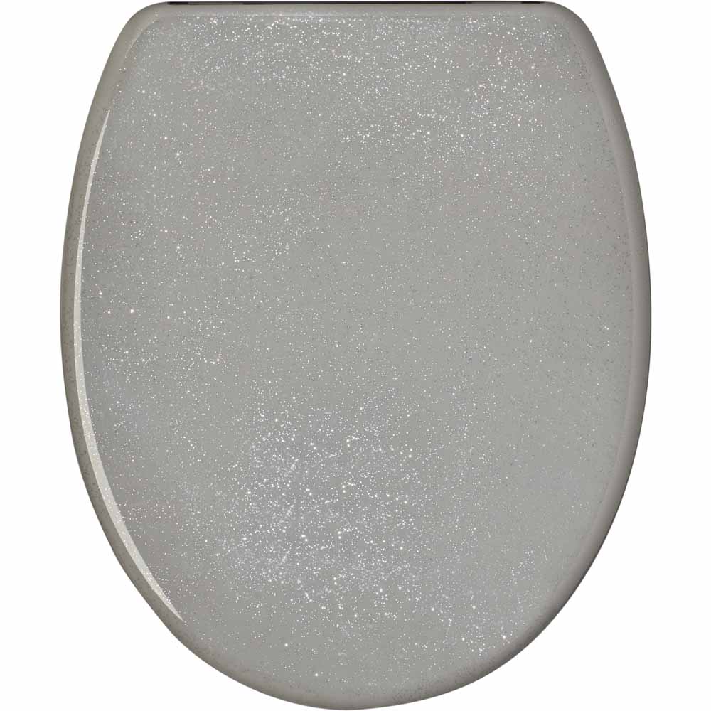 Wilko Grey Glitter Toilet Seat Image 1