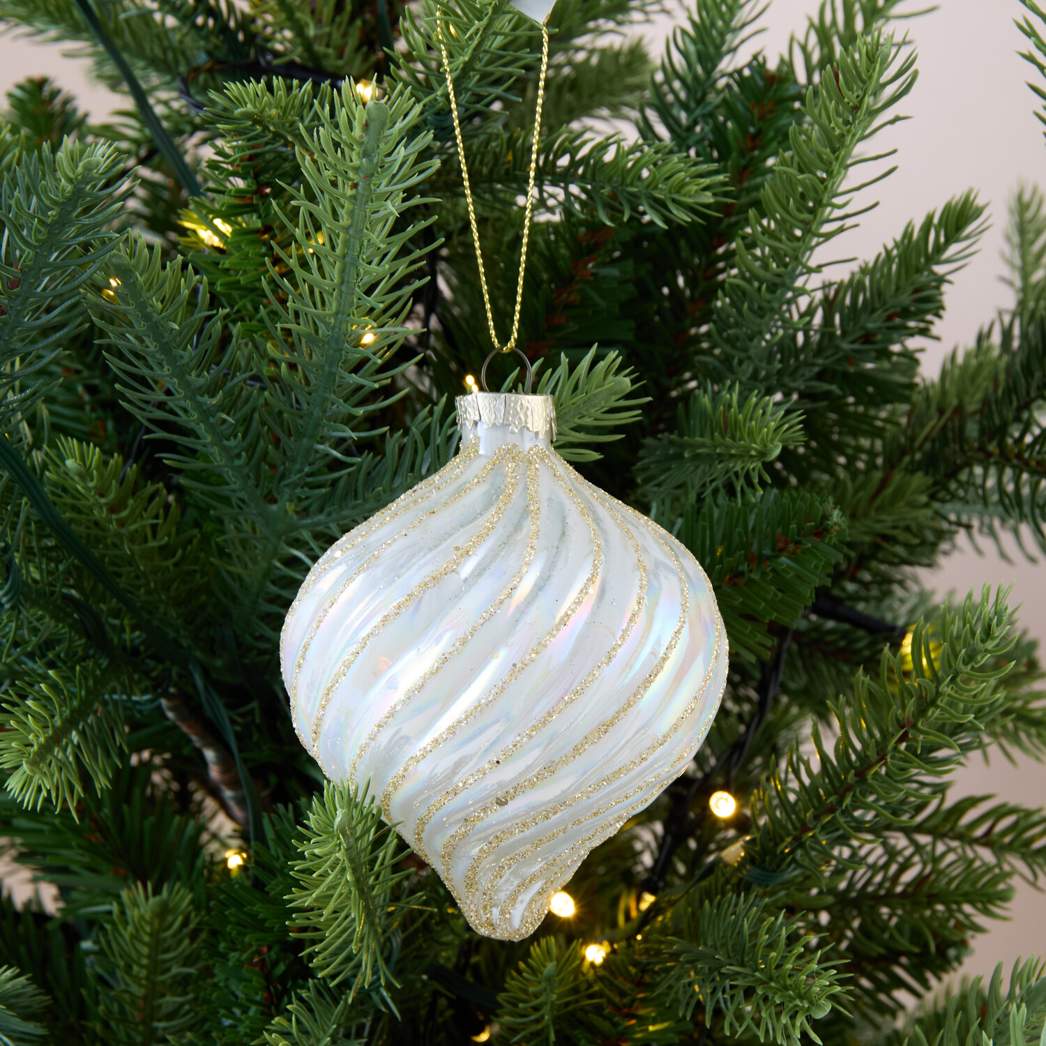 Iridescent Ivory Swirl BaubleIvory Image 2