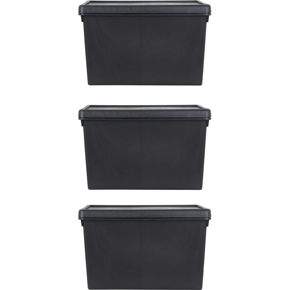 Wham 62L Black Wham Bam Box and Lid 3 Pack Image 1