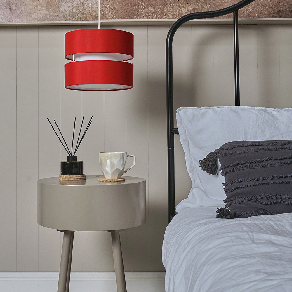 ValueLights Sophia 2 Tier Red Ceiling Light Shade Small Image 5
