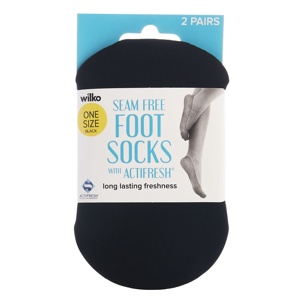 Wilko Seamfree Foot Socks Black 2 pack Image