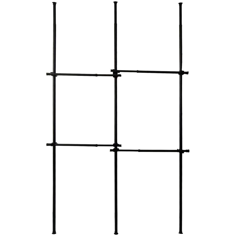 House of Home 2 Tier Double Telescopic Hanging Rail Adjustable Black Wardrobe Image 1