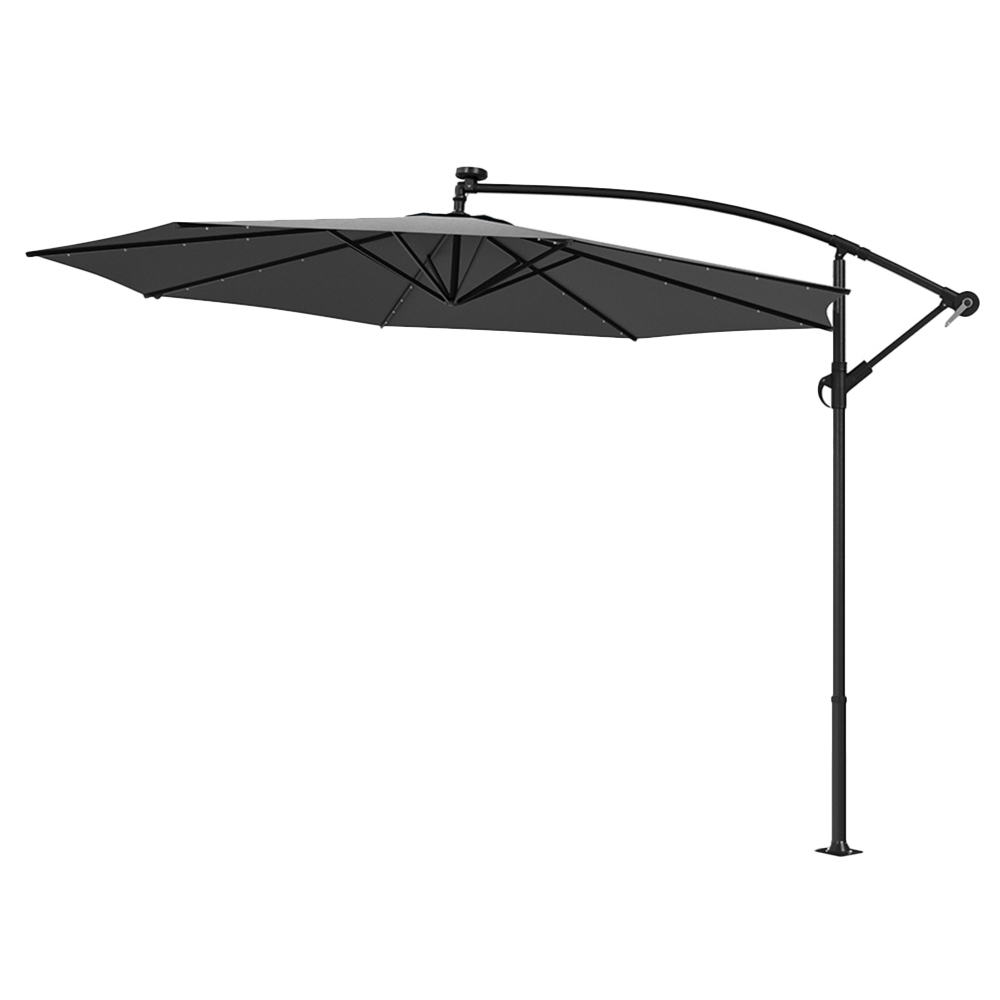 Living and Home Dark Grey LED Umbrella Parasol 2.6m Image 1