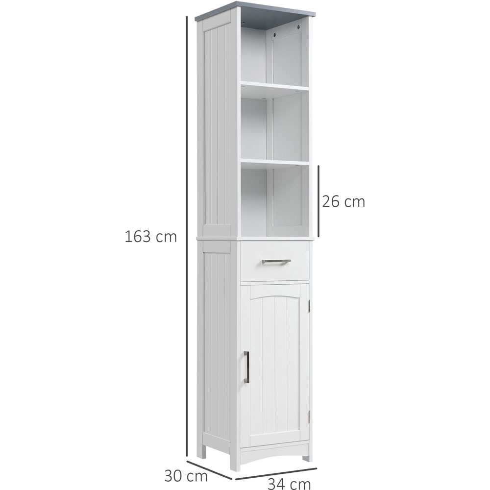 Kleakin White Single Drawer Single Door 3 Shelf Tall Floor Cabinet Image 5