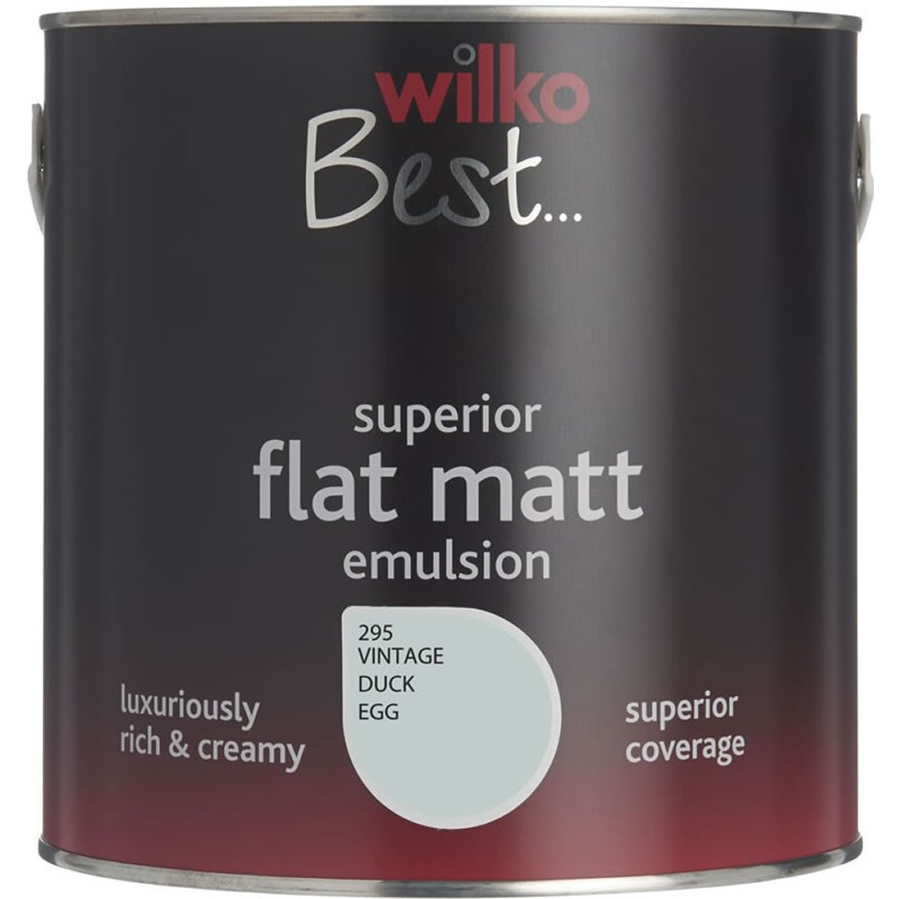 Wilko Best Vintage Duck Egg Flat Matt Emulsion Paint 2.5L Image 1