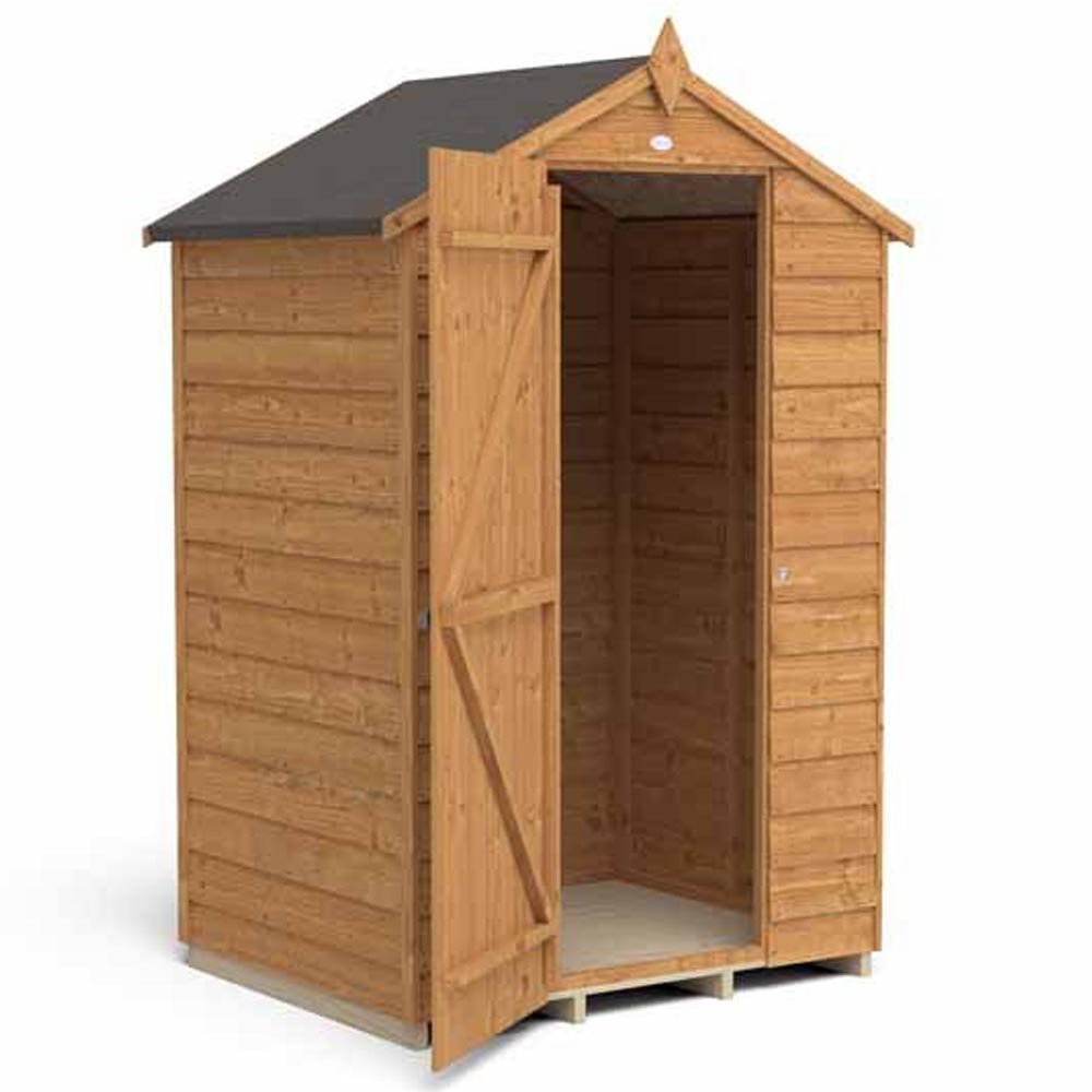 Forest Garden 4 x 3ft Windowless Overlap Dip Treated Apex Garden Shed Image 3