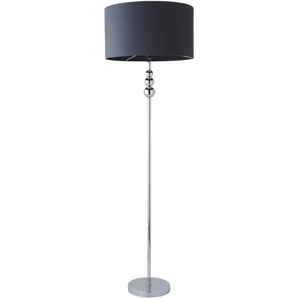 ValueLights Marissa Reni Charcoal Grey Shade and Chrome Ball LED Floor Lamp Image 1