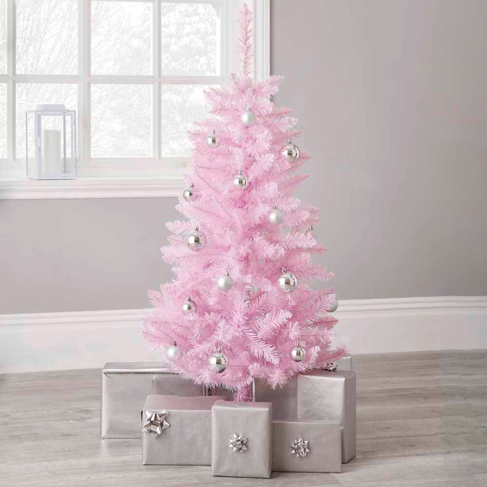 Wilko 4ft Pink Artificial Christmas Tree   Image 6